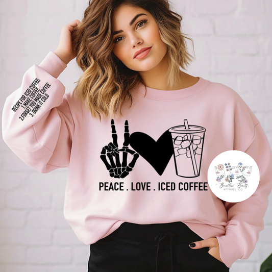 Peace. Love. Iced Coffee. Tee- black design
